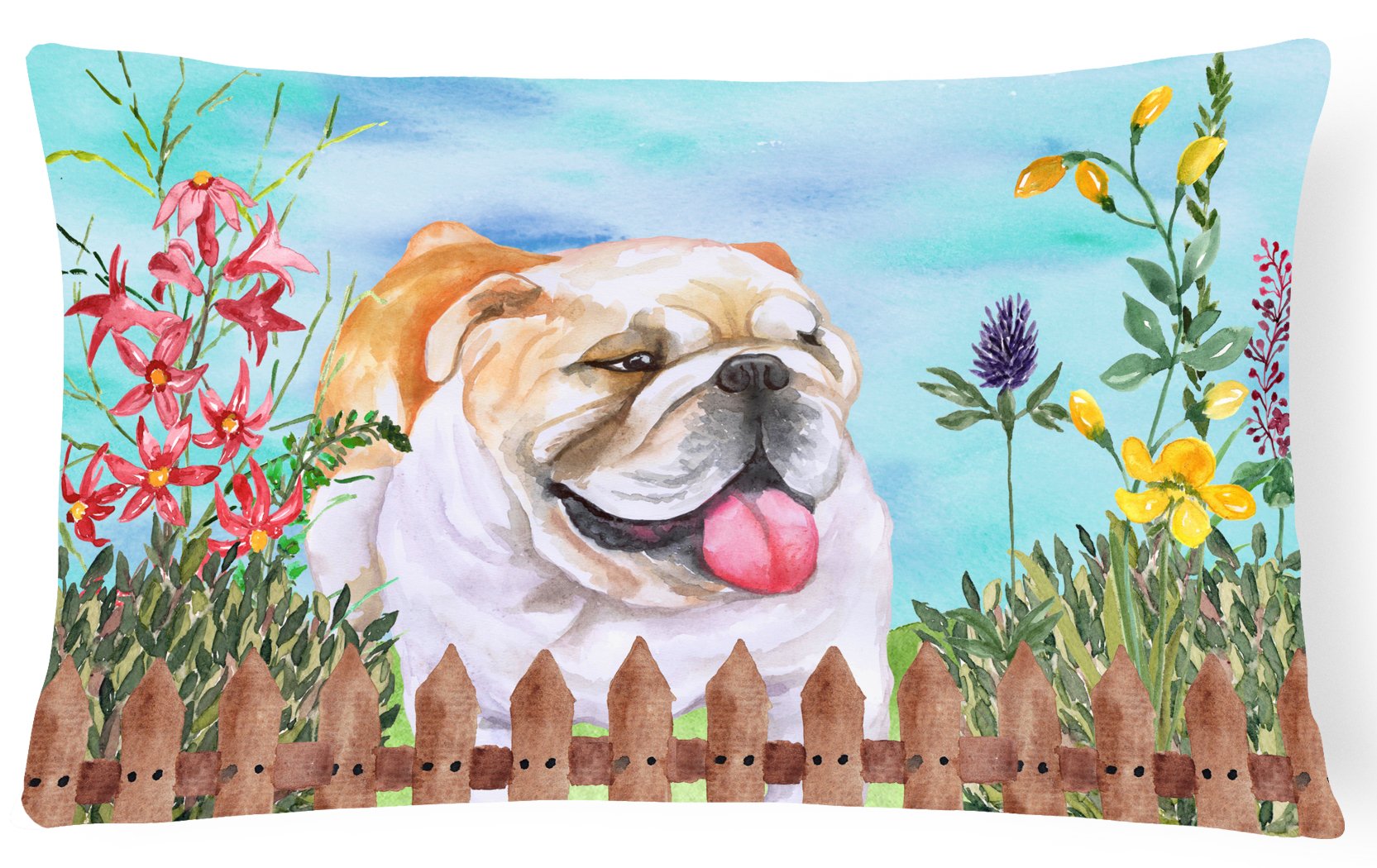 English Bulldog Spring Canvas Fabric Decorative Pillow CK1201PW1216 by Caroline's Treasures