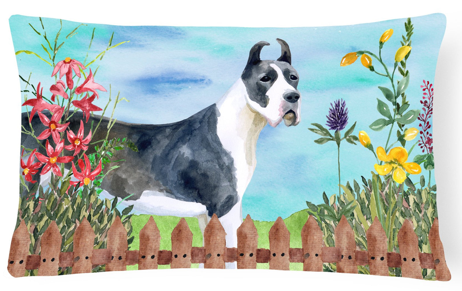Harlequin Great Dane Spring Canvas Fabric Decorative Pillow CK1205PW1216 by Caroline's Treasures