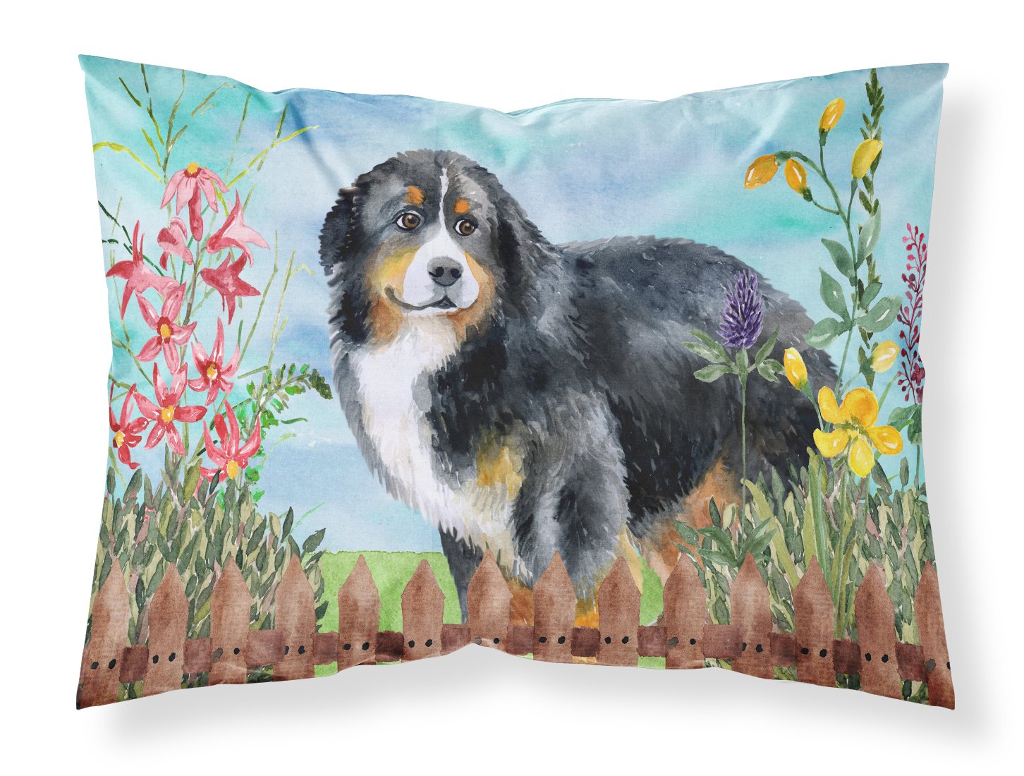 Bernese Mountain Dog Spring Fabric Standard Pillowcase CK1207PILLOWCASE by Caroline's Treasures