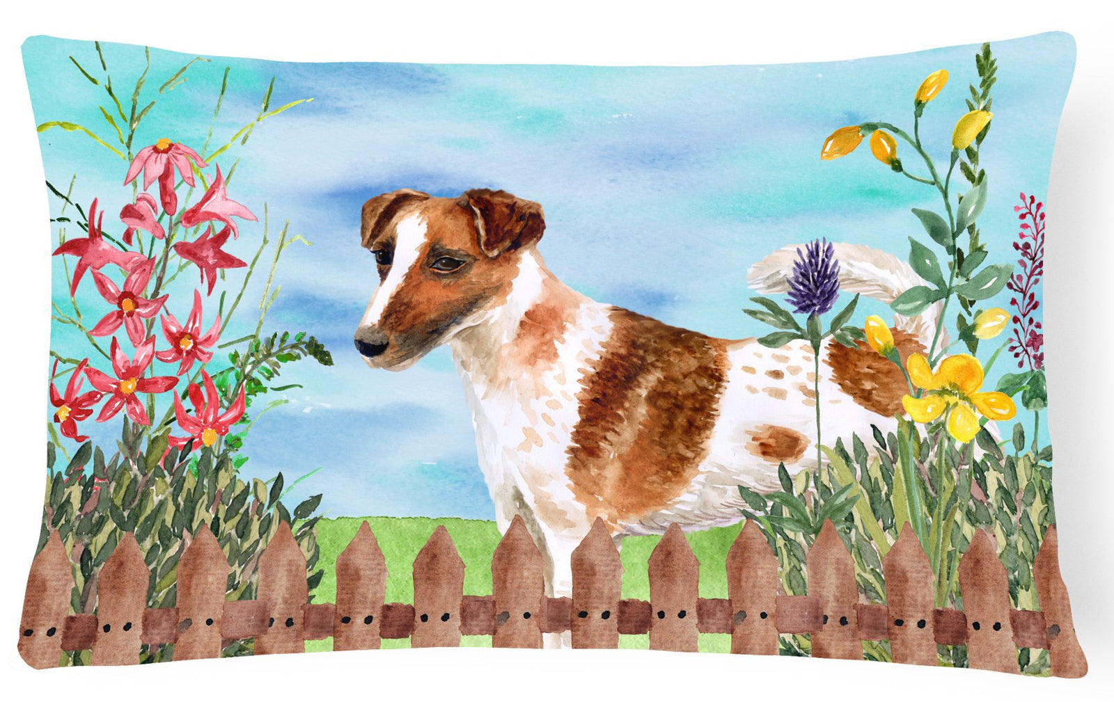 Smooth Fox Terrier Spring Canvas Fabric Decorative Pillow CK1209PW1216 by Caroline's Treasures