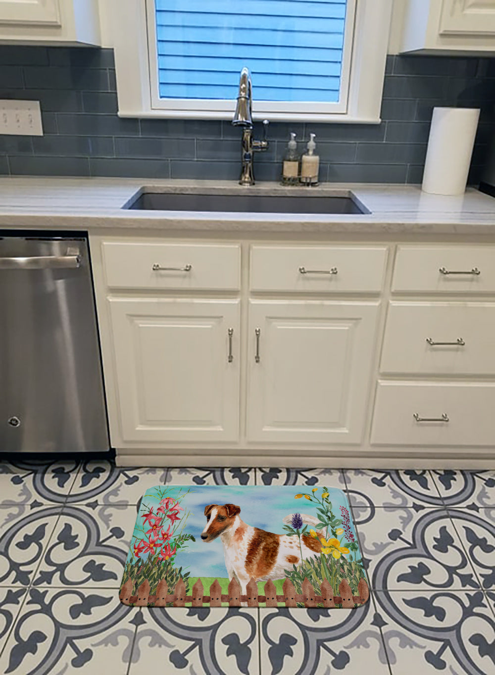 Smooth Fox Terrier Spring Machine Washable Memory Foam Mat CK1209RUG - the-store.com