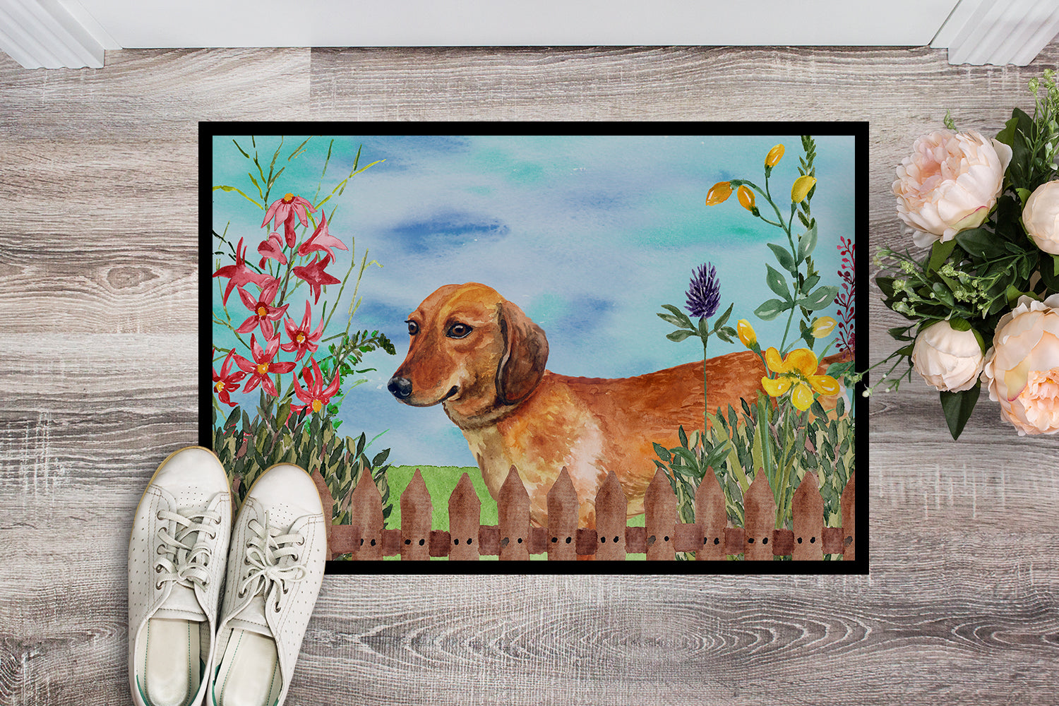 Dachshund Spring Indoor or Outdoor Mat 18x27 CK1214MAT - the-store.com