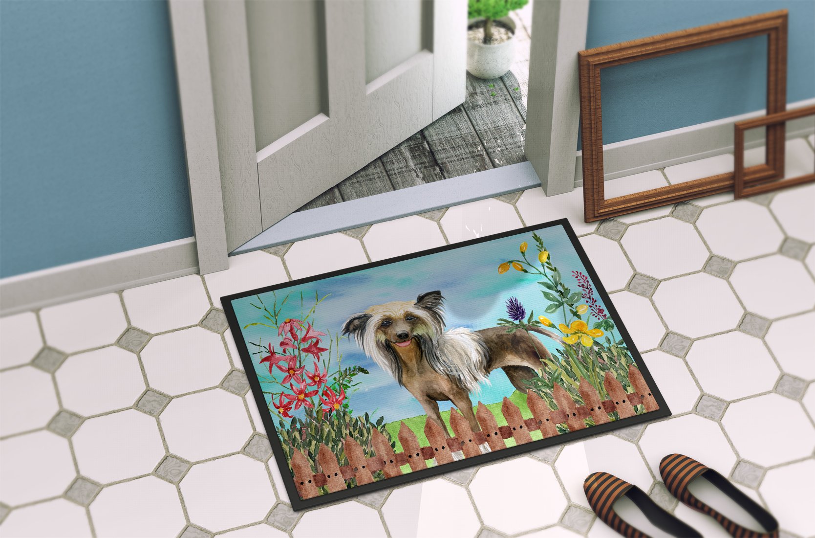 Chinese Crested Spring Indoor or Outdoor Mat 24x36 CK1221JMAT by Caroline's Treasures
