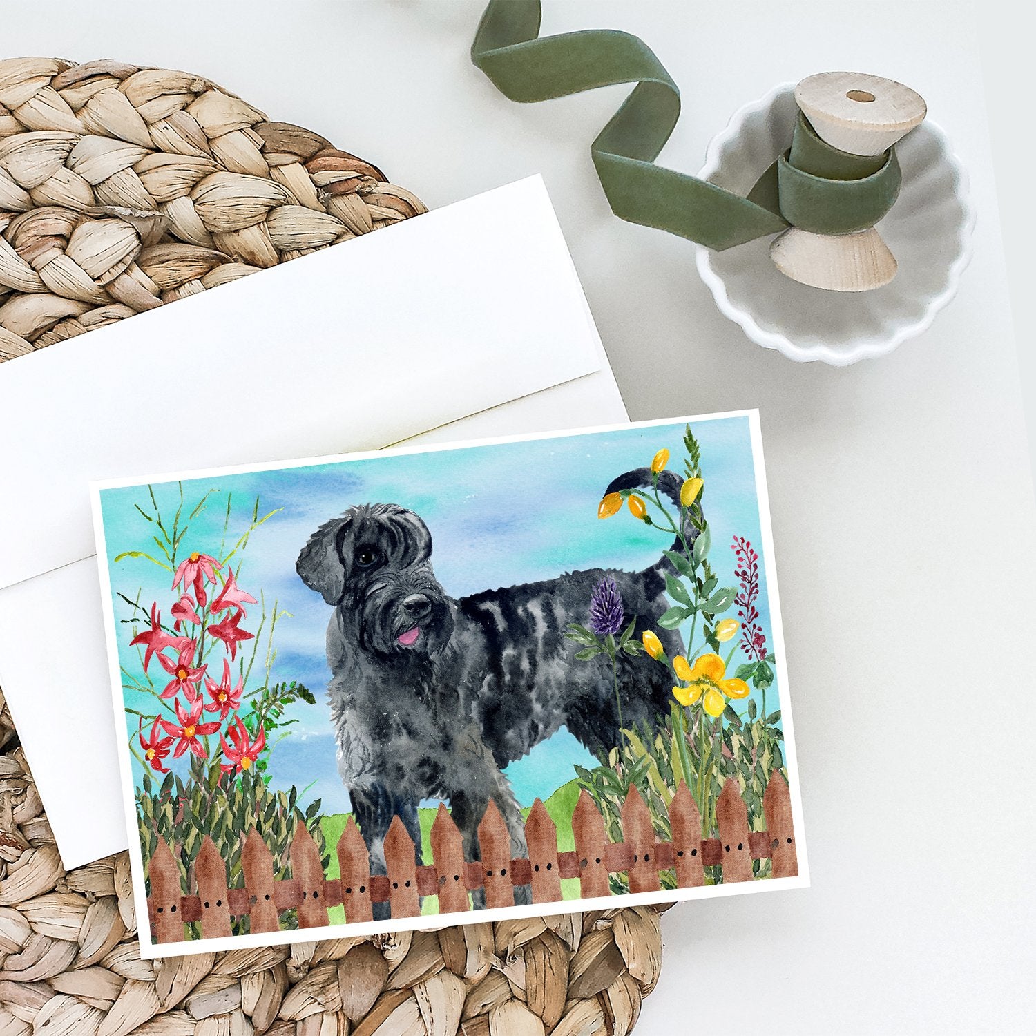 Buy this Giant Schnauzer Spring Greeting Cards and Envelopes Pack of 8