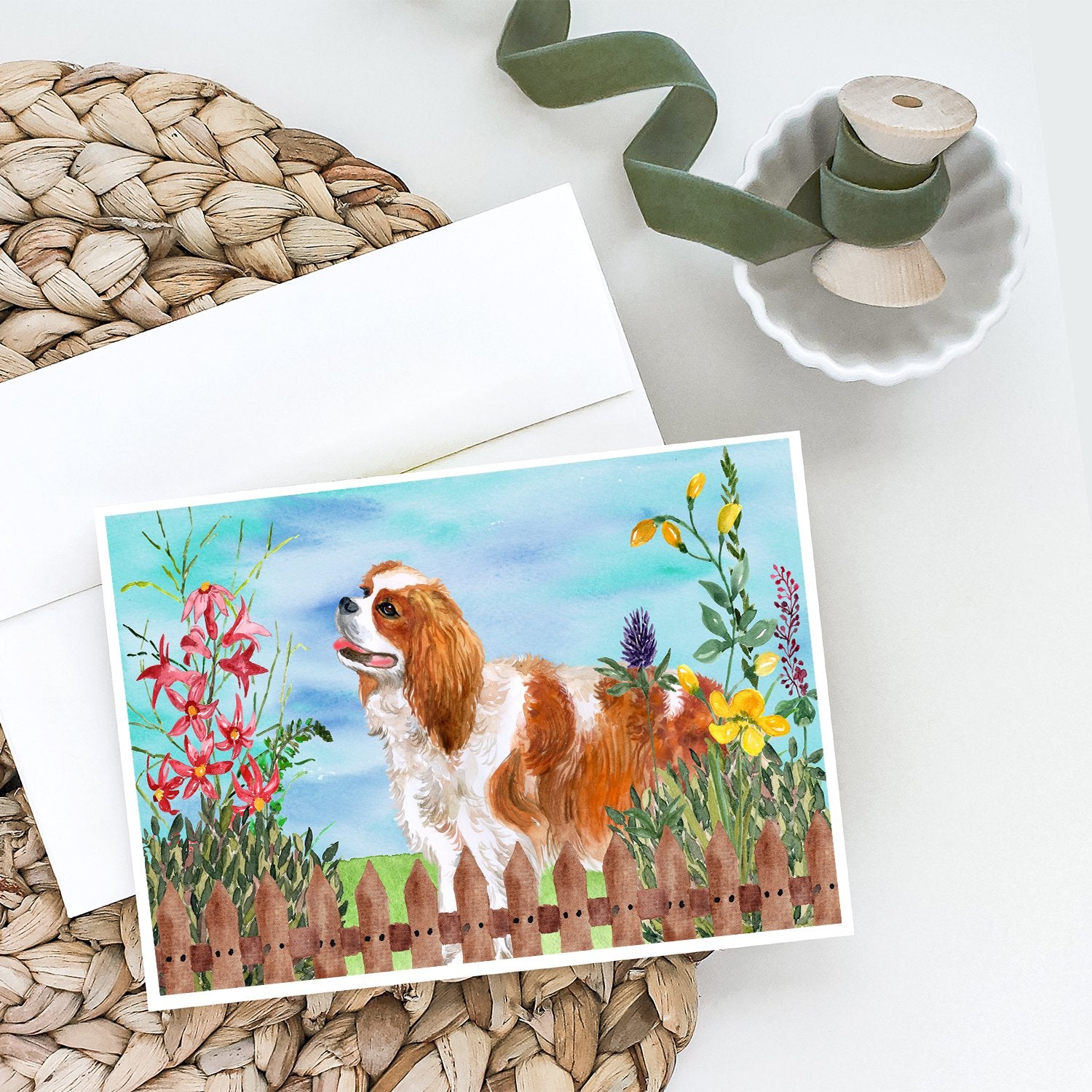 Buy this Cavalier Spaniel Spring Greeting Cards and Envelopes Pack of 8