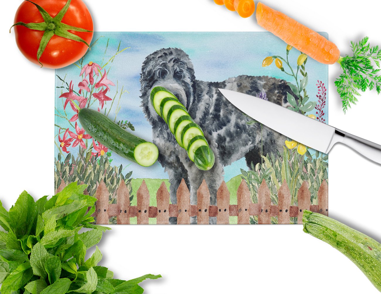 Black Russian Terrier Spring Glass Cutting Board Large CK1239LCB by Caroline's Treasures