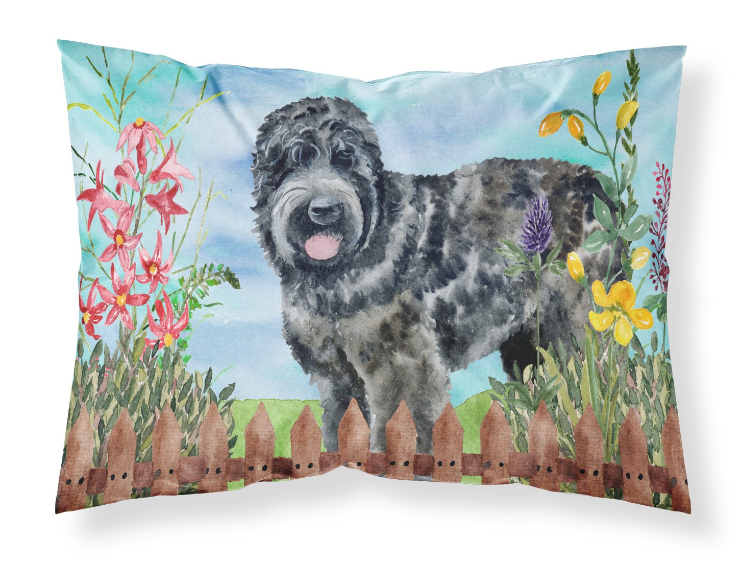 Black Russian Terrier Spring Fabric Standard Pillowcase CK1239PILLOWCASE by Caroline's Treasures