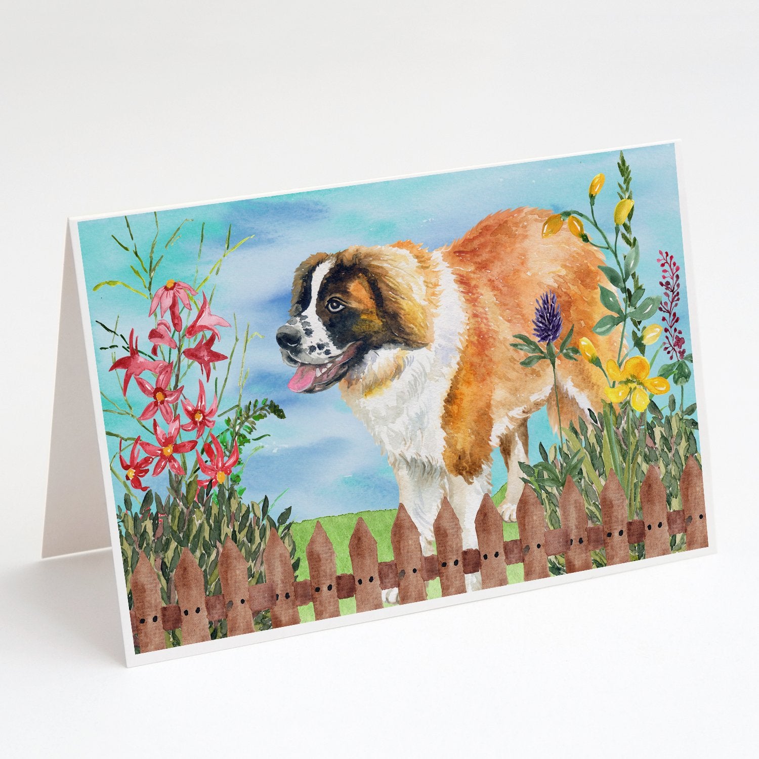 Buy this Saint Bernard Spring Greeting Cards and Envelopes Pack of 8