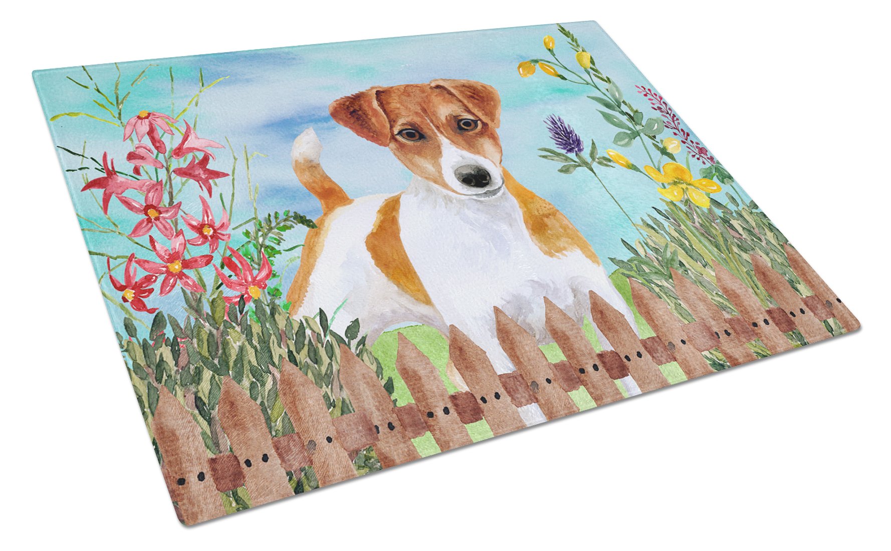 Jack Russell Terrier Spring Glass Cutting Board Large CK1251LCB by Caroline's Treasures
