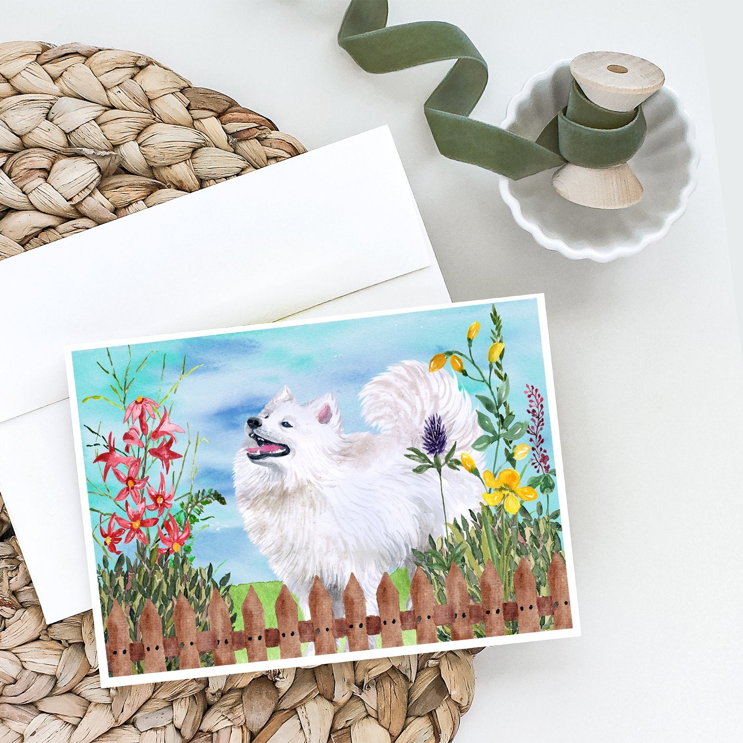 Buy this Samoyed Spring Greeting Cards and Envelopes Pack of 8