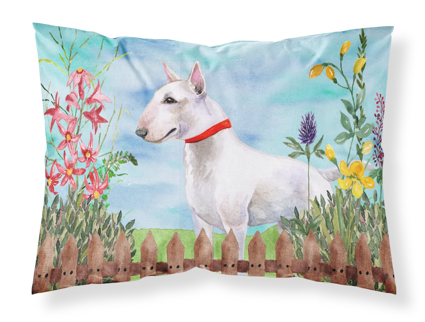 Bull Terrier Spring Fabric Standard Pillowcase CK1255PILLOWCASE by Caroline's Treasures