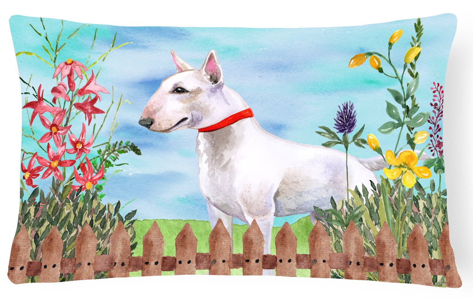 Bull Terrier Spring Canvas Fabric Decorative Pillow CK1255PW1216 by Caroline's Treasures