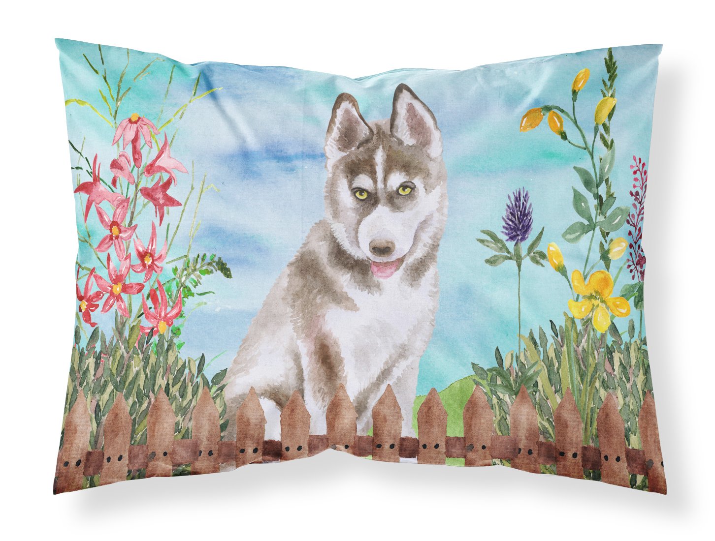Siberian Husky Grey Spring Fabric Standard Pillowcase CK1258PILLOWCASE by Caroline's Treasures