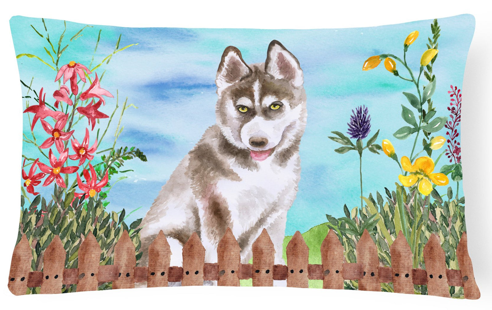 Siberian Husky Grey Spring Canvas Fabric Decorative Pillow CK1258PW1216 by Caroline's Treasures