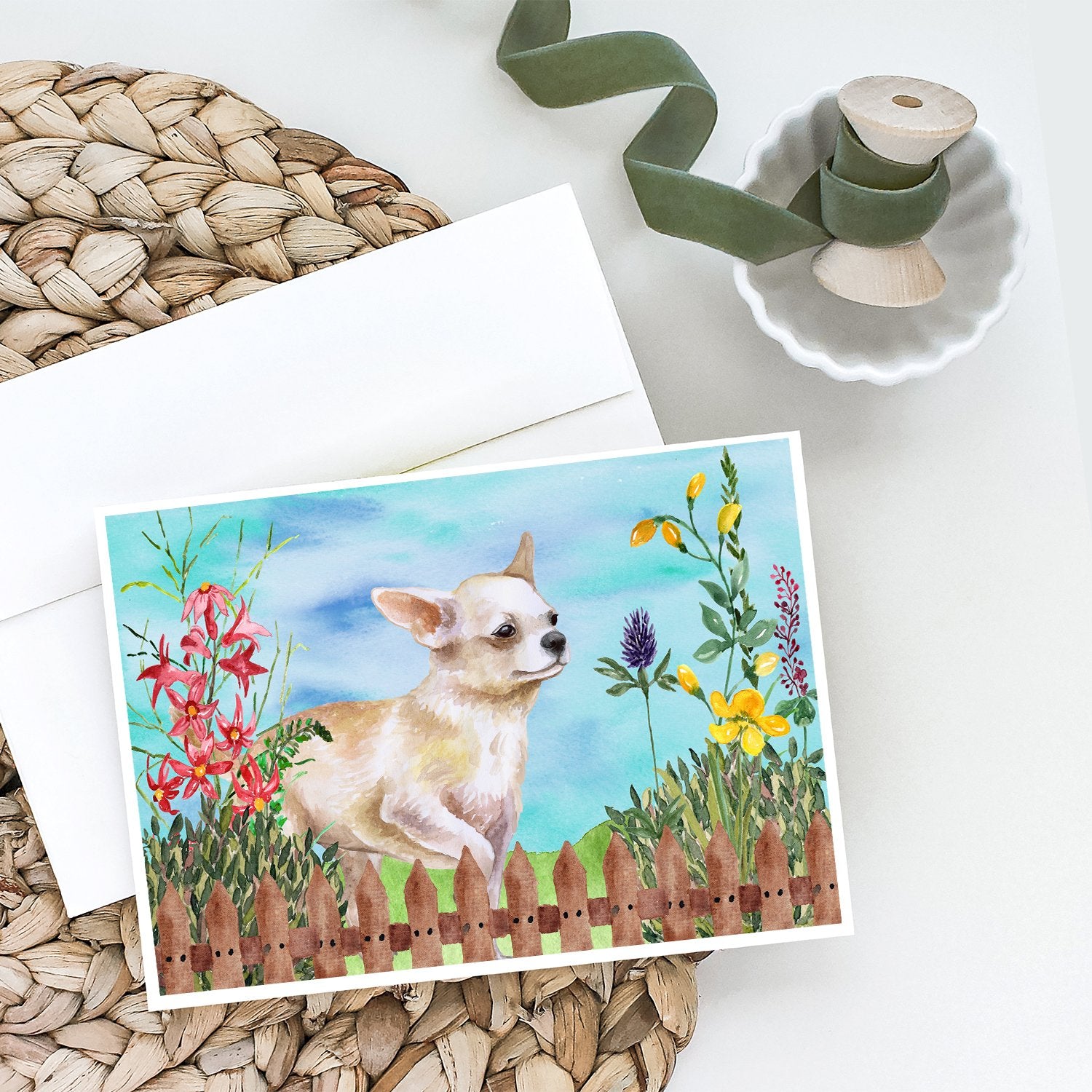 Buy this Chihuahua Leg up Spring Greeting Cards and Envelopes Pack of 8