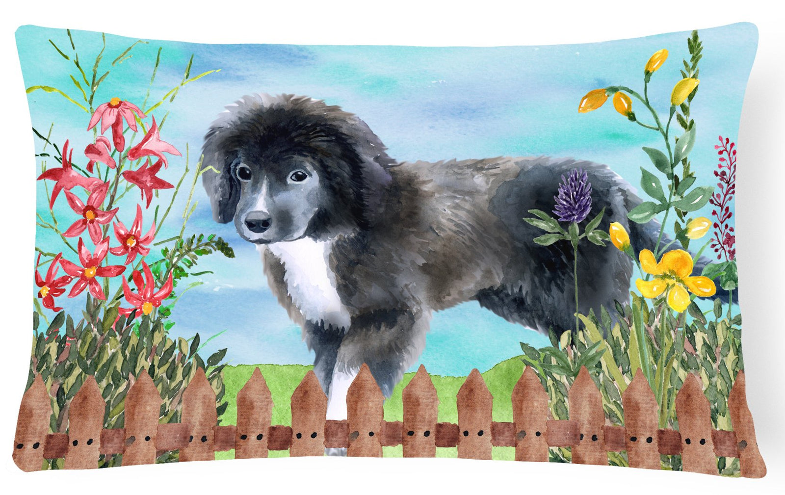 Newfoundland Puppy Spring Canvas Fabric Decorative Pillow CK1261PW1216 by Caroline's Treasures