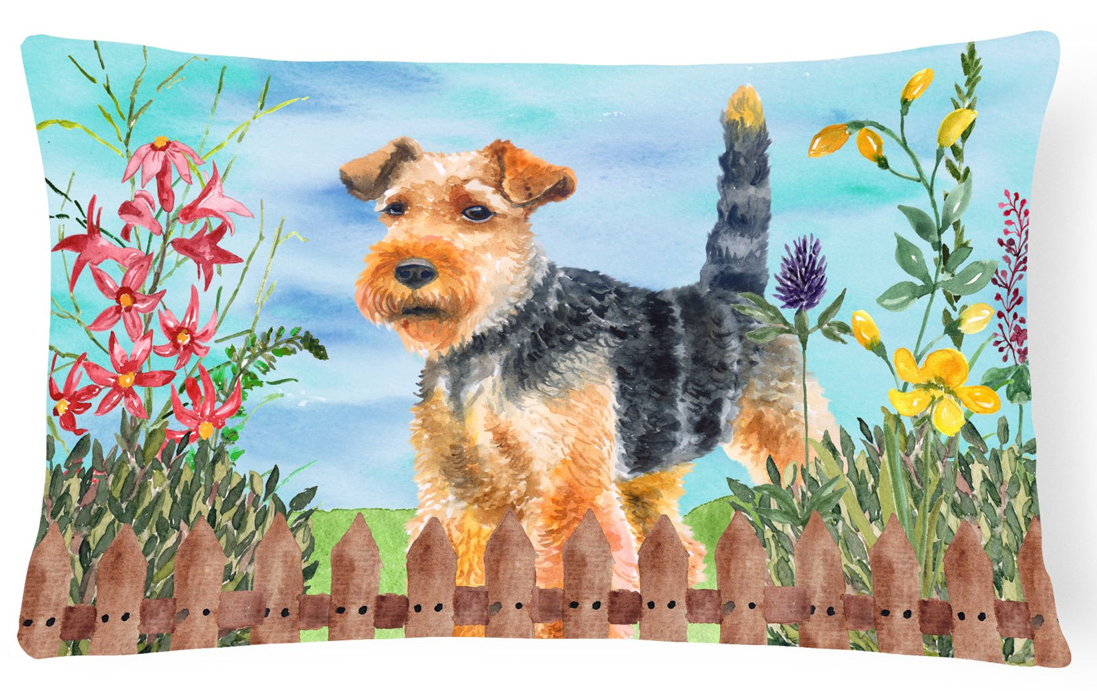 Welsh Terrier Spring Canvas Fabric Decorative Pillow CK1262PW1216 by Caroline's Treasures