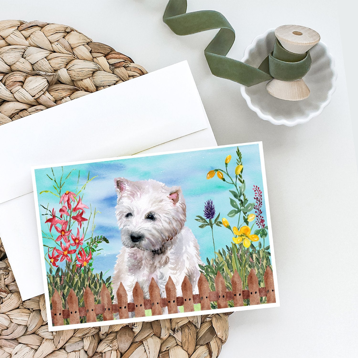 Buy this Westie Spring Greeting Cards and Envelopes Pack of 8