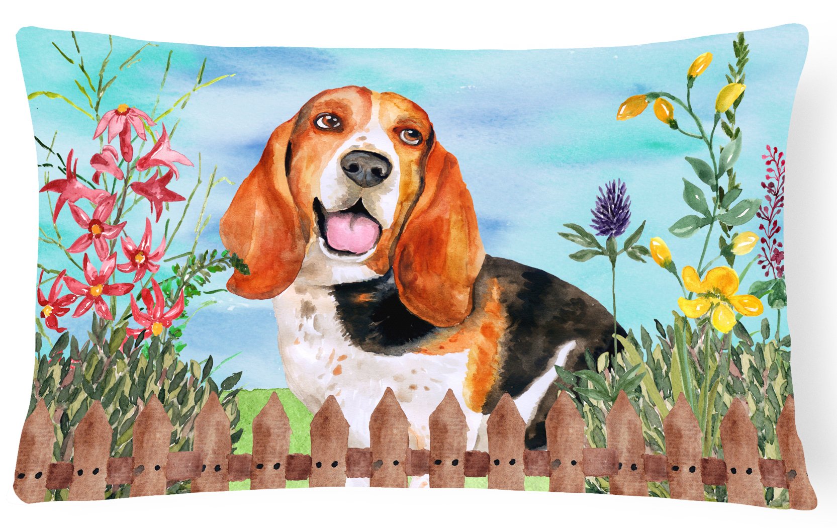 Basset Hound Spring Canvas Fabric Decorative Pillow CK1266PW1216 by Caroline's Treasures