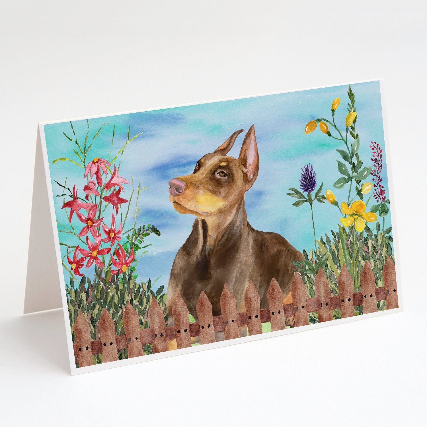 Buy this Doberman Pinscher Spring Greeting Cards and Envelopes Pack of 8