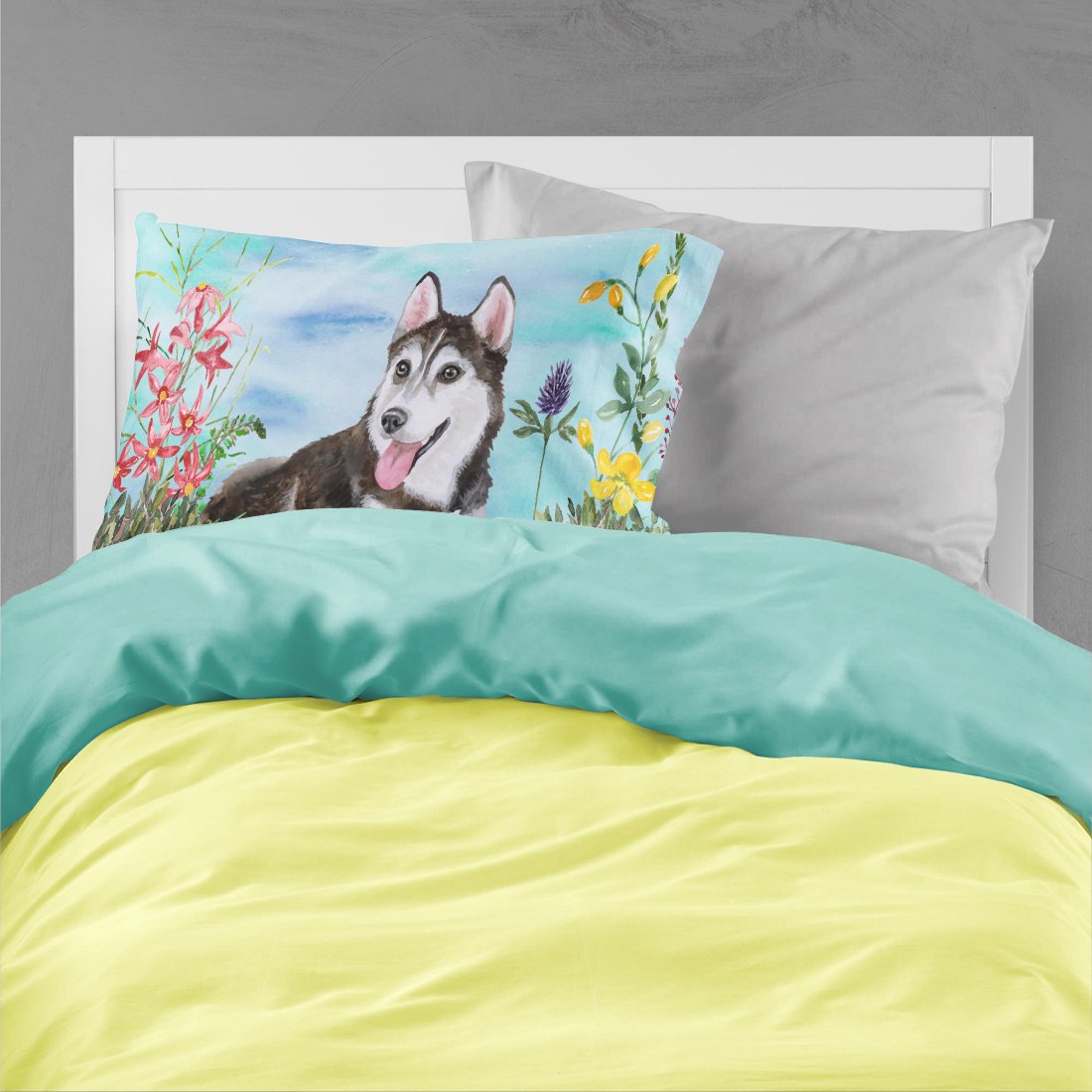 Siberian Husky #2 Spring Fabric Standard Pillowcase CK1274PILLOWCASE by Caroline's Treasures