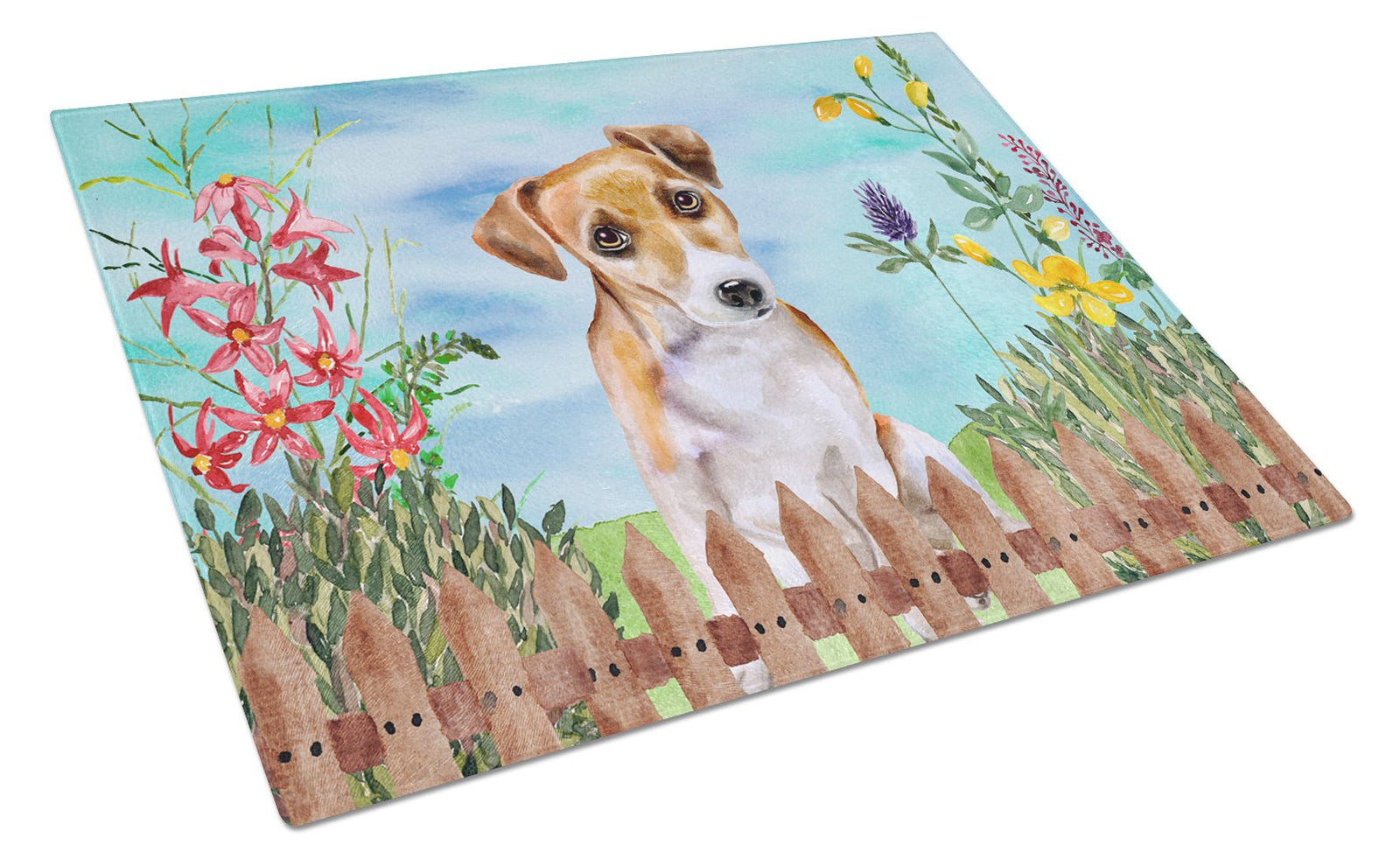 Jack Russell Terrier #2 Spring Glass Cutting Board Large CK1275LCB by Caroline's Treasures