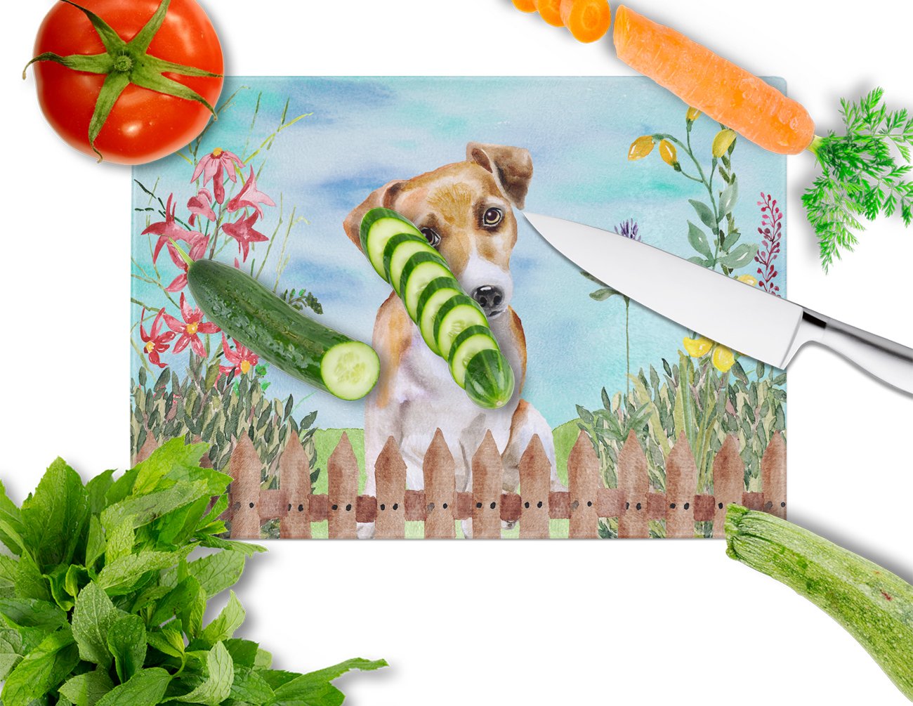 Jack Russell Terrier #2 Spring Glass Cutting Board Large CK1275LCB by Caroline's Treasures