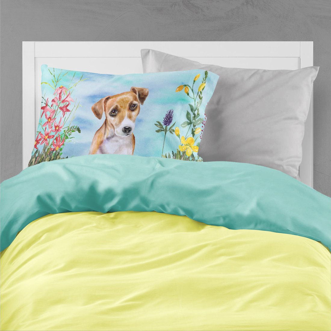 Jack Russell Terrier #2 Spring Fabric Standard Pillowcase CK1275PILLOWCASE by Caroline's Treasures