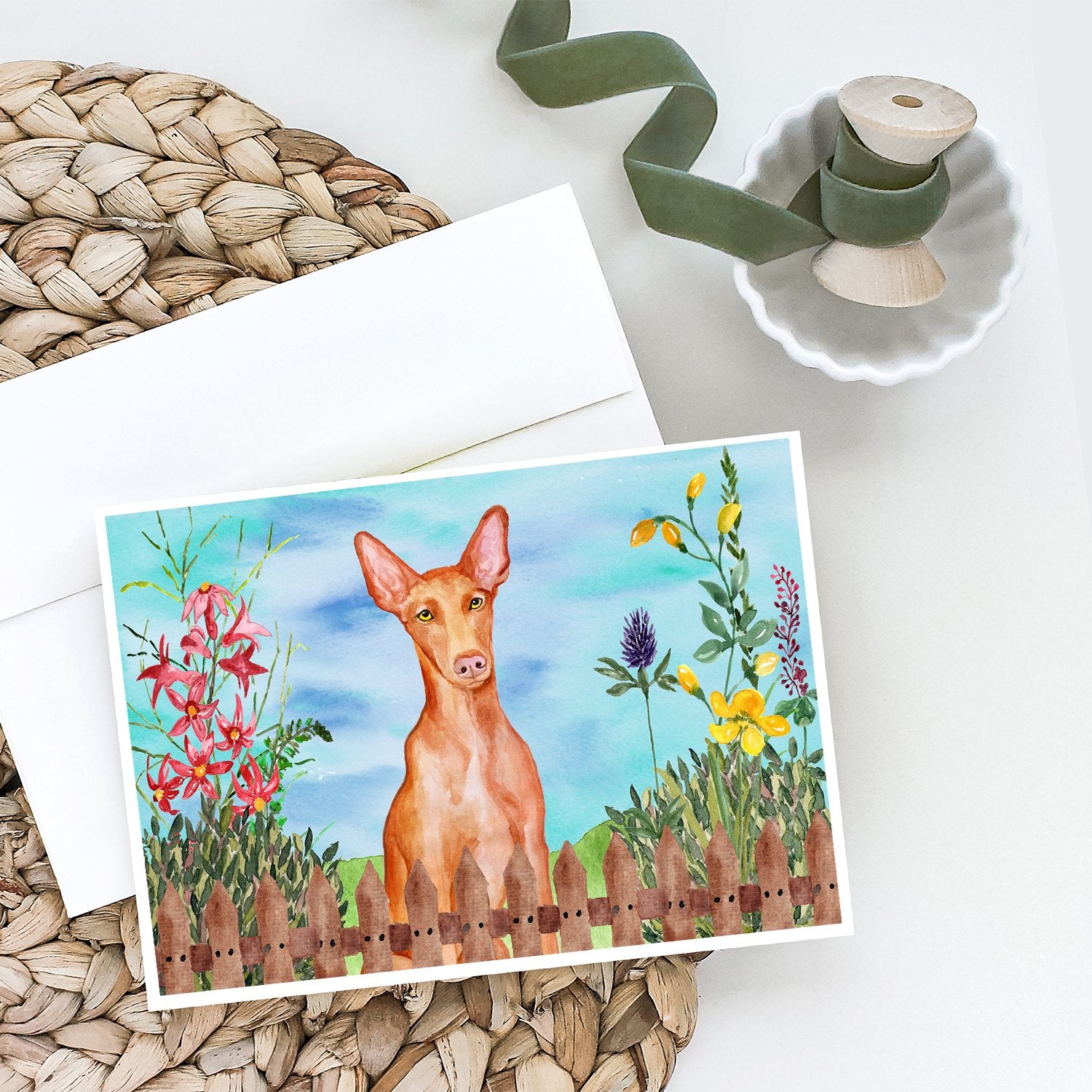 Pharaoh Hound Spring Greeting Cards and Envelopes Pack of 8 - the-store.com