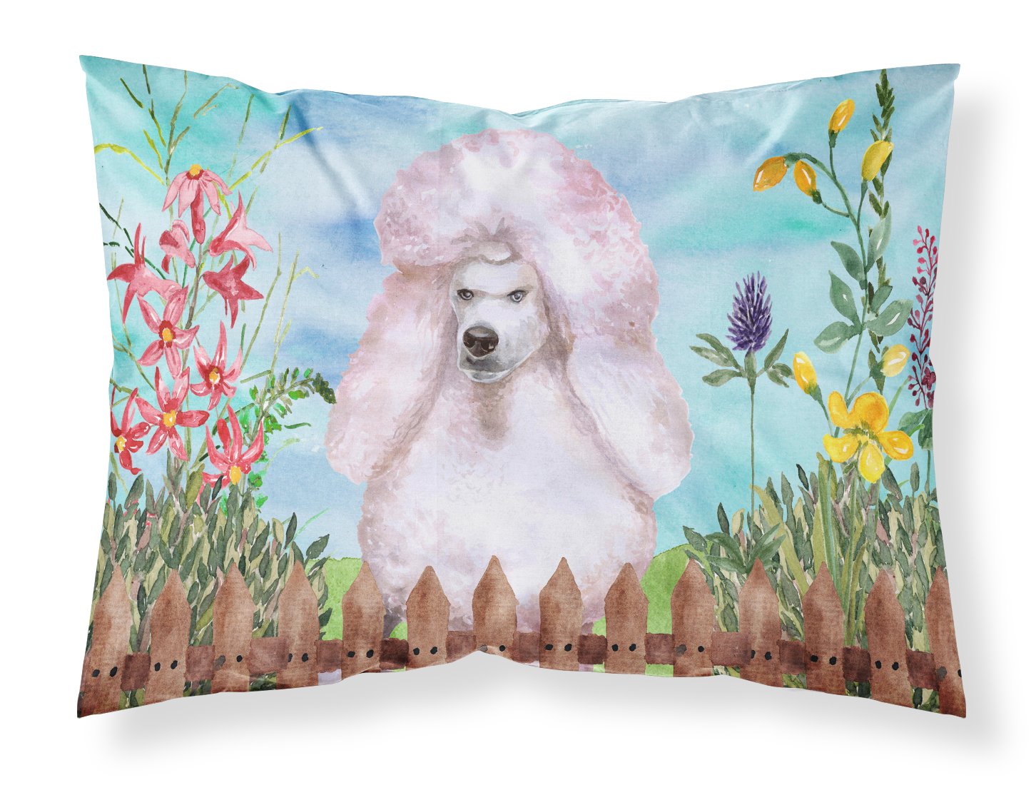 White Standard Poodle Spring Fabric Standard Pillowcase CK1279PILLOWCASE by Caroline's Treasures