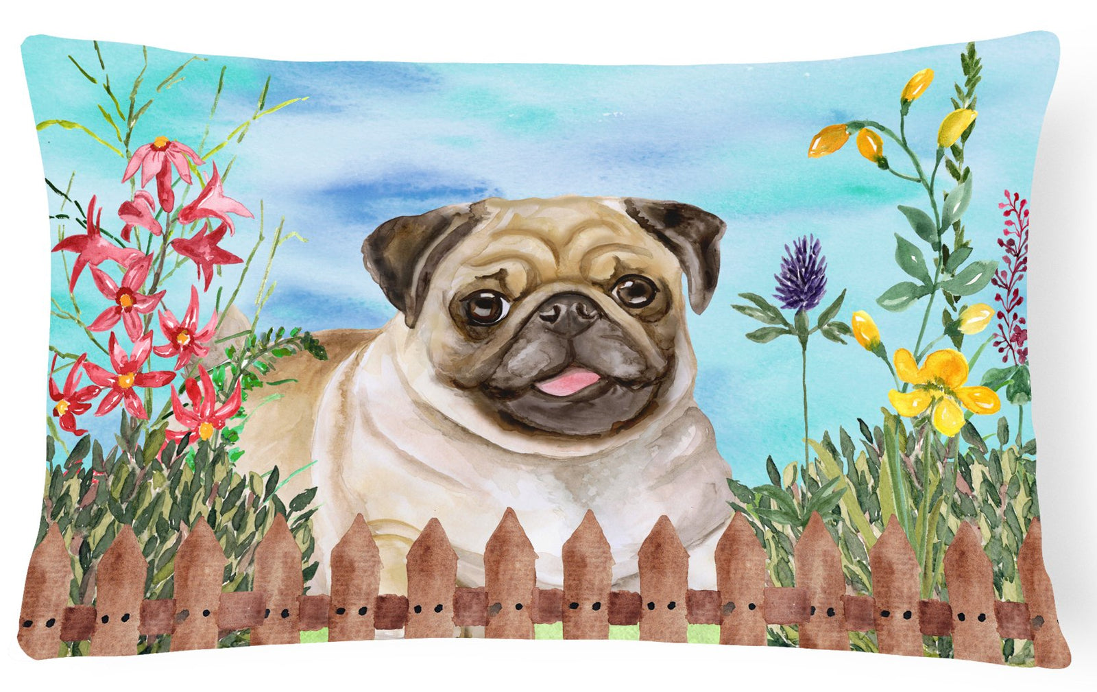 Fawn Pug Spring Canvas Fabric Decorative Pillow CK1280PW1216 by Caroline's Treasures