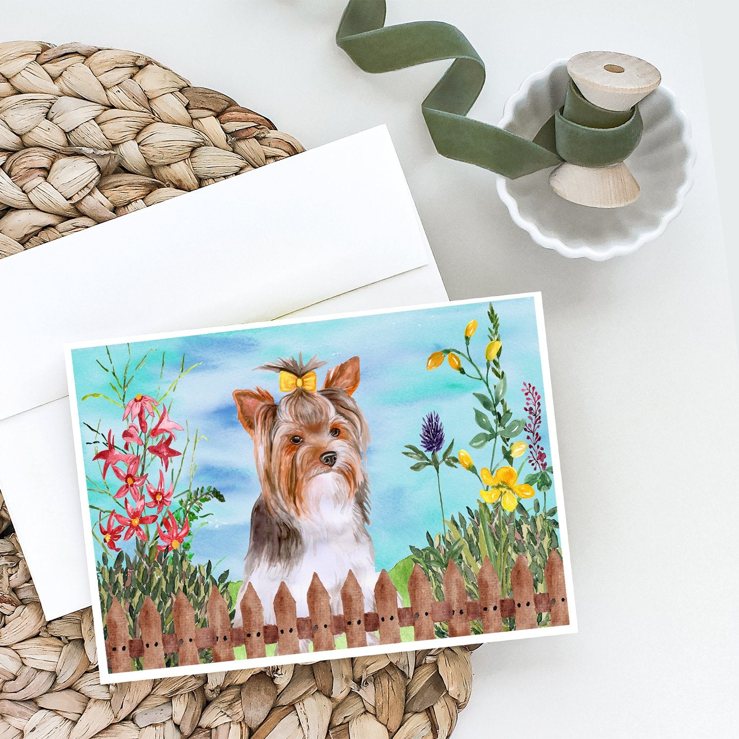 Buy this Yorkshire Terrier #2 Spring Greeting Cards and Envelopes Pack of 8