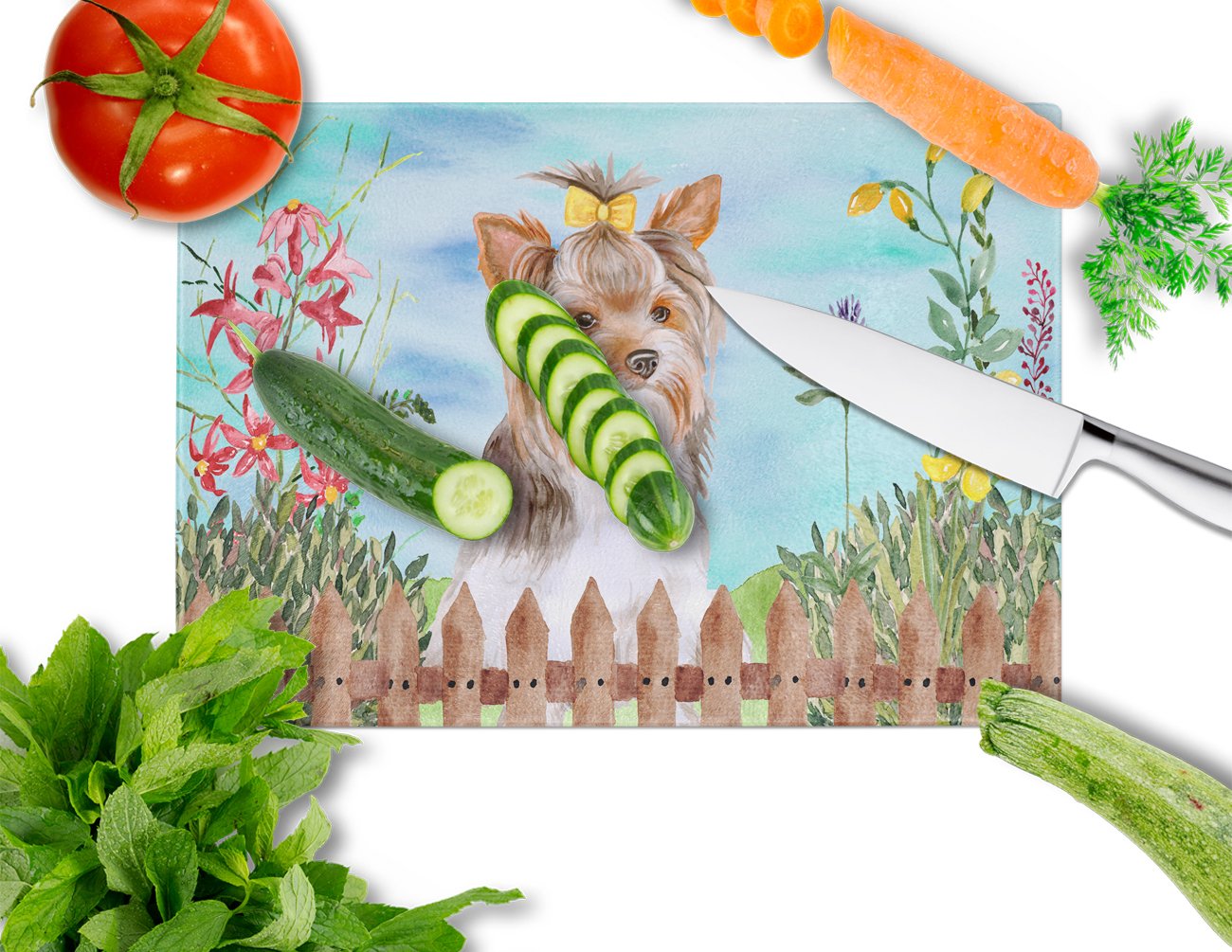 Yorkshire Terrier #2 Spring Glass Cutting Board Large CK1285LCB by Caroline's Treasures