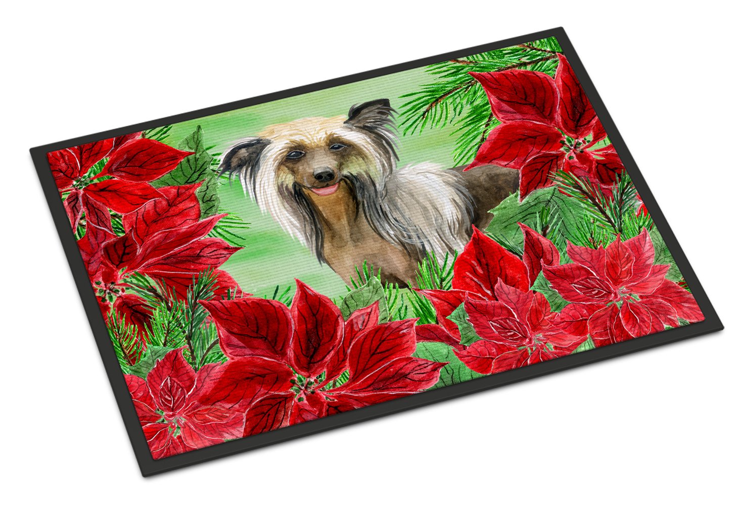 Chinese Crested Poinsettas Indoor or Outdoor Mat 24x36 CK1307JMAT by Caroline's Treasures