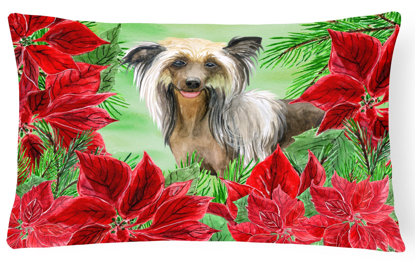Chinese Crested Poinsettas Canvas Fabric Decorative Pillow CK1307PW1216 by Caroline's Treasures