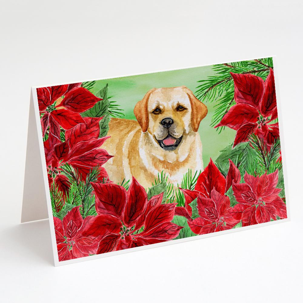 Buy this Golden Retriever Poinsettas Greeting Cards and Envelopes Pack of 8