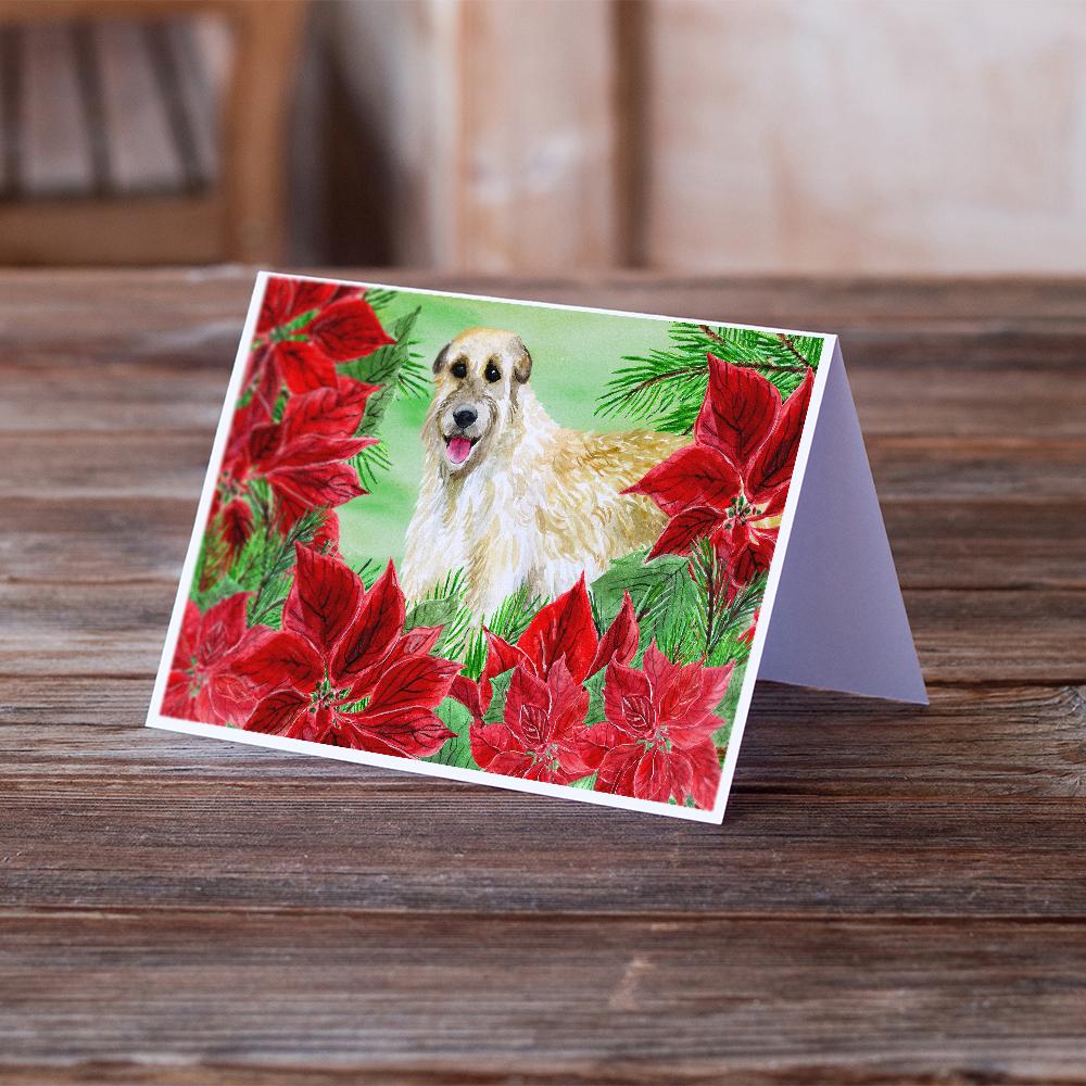 Buy this Irish Wolfhound Poinsettas Greeting Cards and Envelopes Pack of 8