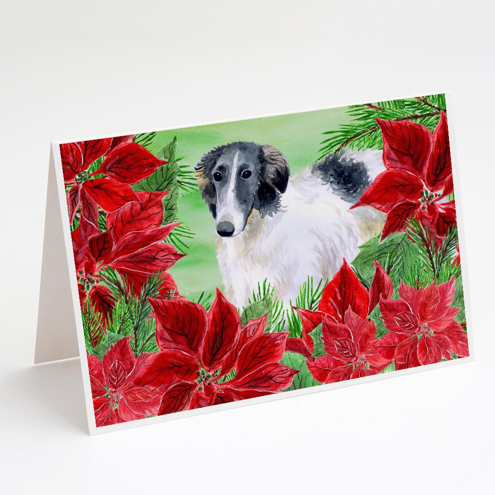 Buy this Borzoi Poinsettas Greeting Cards and Envelopes Pack of 8