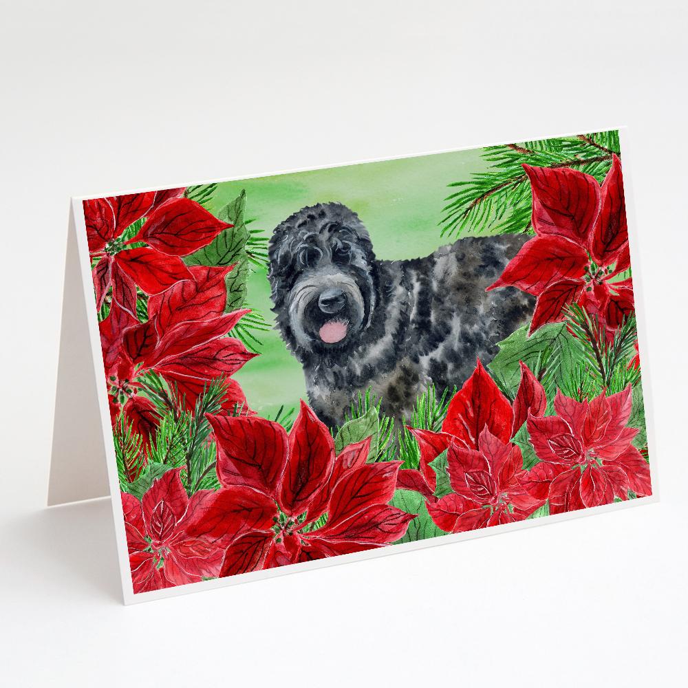 Buy this Black Russian Terrier Poinsettas Greeting Cards and Envelopes Pack of 8