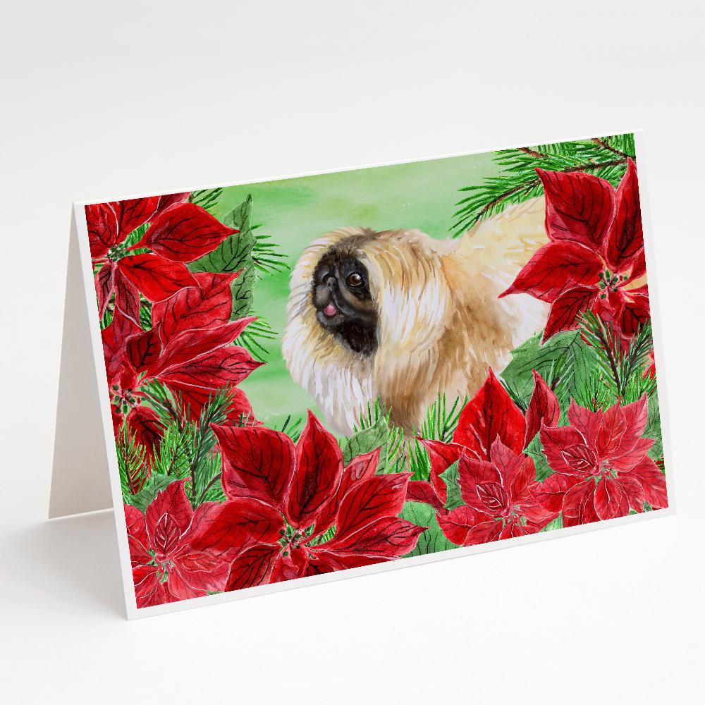 Buy this Pekingese Poinsettas Greeting Cards and Envelopes Pack of 8