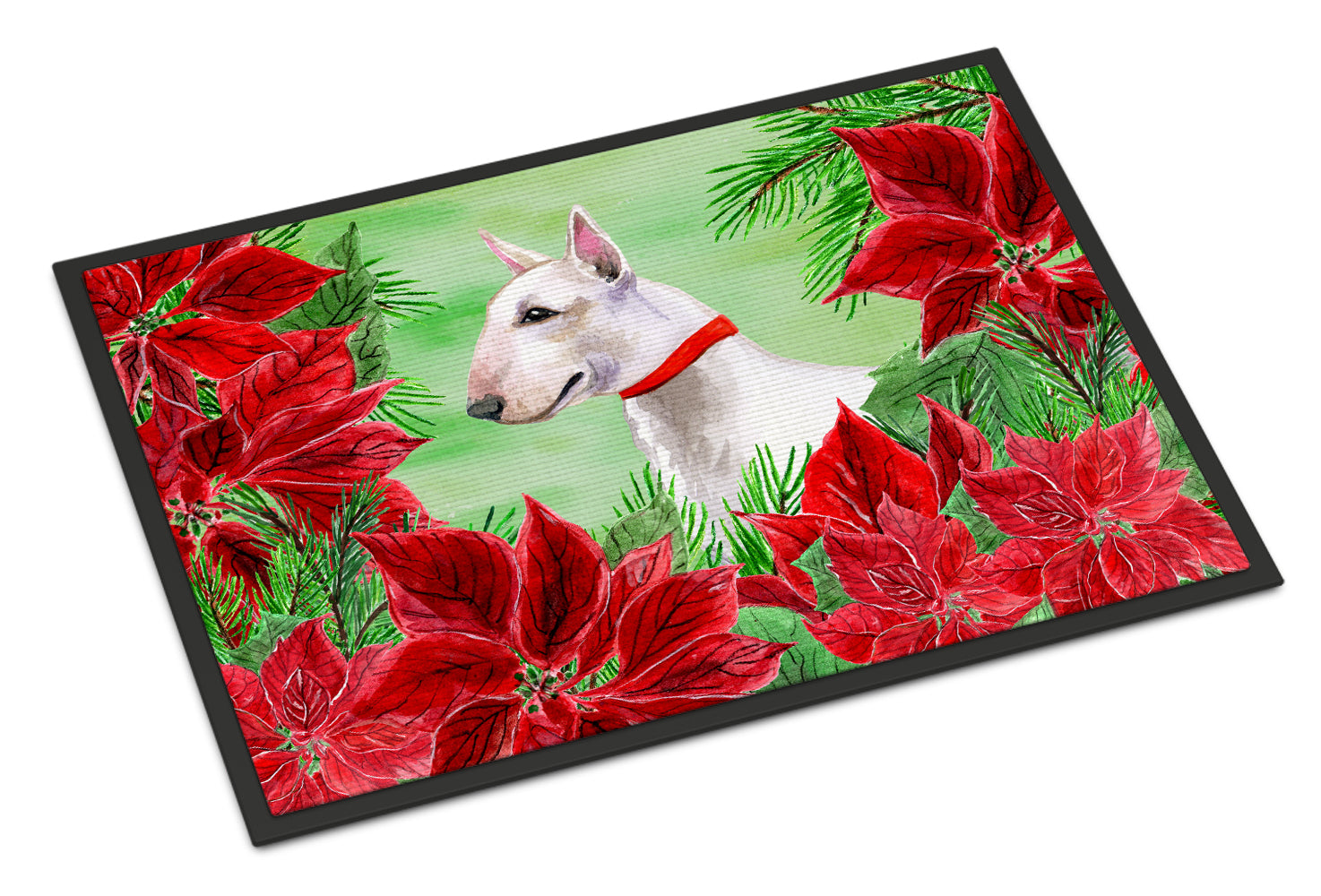 Bull Terrier Poinsettas Indoor or Outdoor Mat 18x27 CK1341MAT - the-store.com