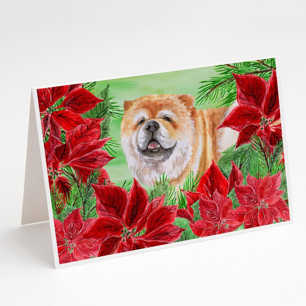 Buy this Chow Chow Poinsettas Greeting Cards and Envelopes Pack of 8