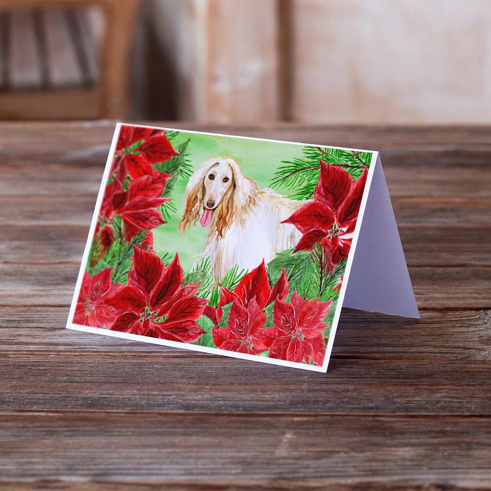 Buy this Afghan Hound Poinsettas Greeting Cards and Envelopes Pack of 8