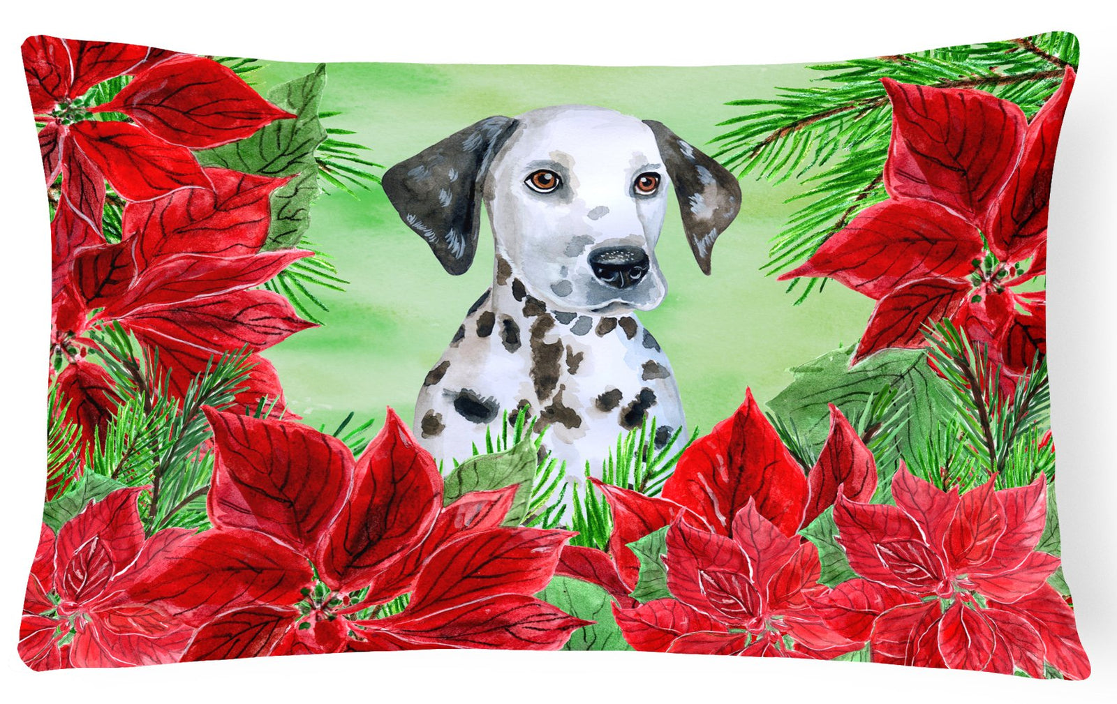 Dalmatian Puppy Poinsettas Canvas Fabric Decorative Pillow CK1356PW1216 by Caroline's Treasures