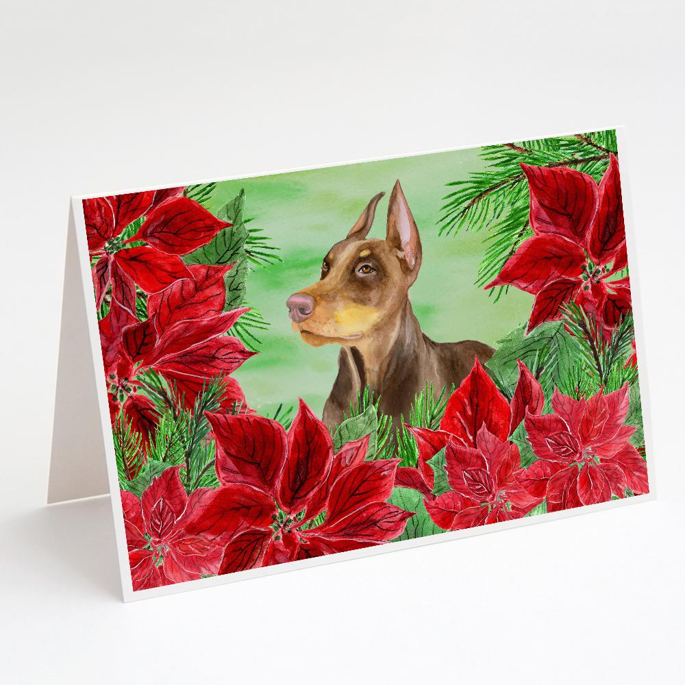 Buy this Doberman Pinscher Poinsettas Greeting Cards and Envelopes Pack of 8