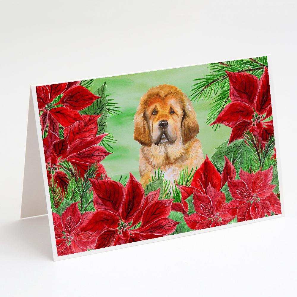Buy this Tibetan Mastiff Poinsettas Greeting Cards and Envelopes Pack of 8