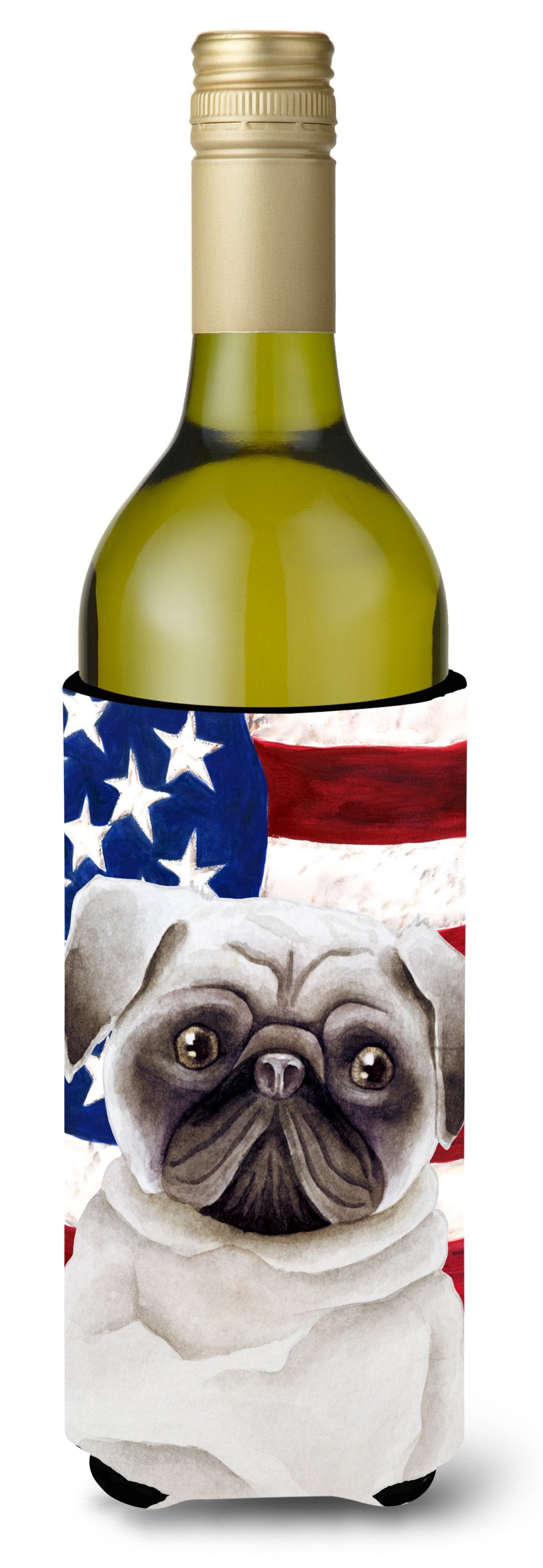 Pug Patriotic Wine Bottle Beverge Insulator Hugger CK1385LITERK by Caroline's Treasures