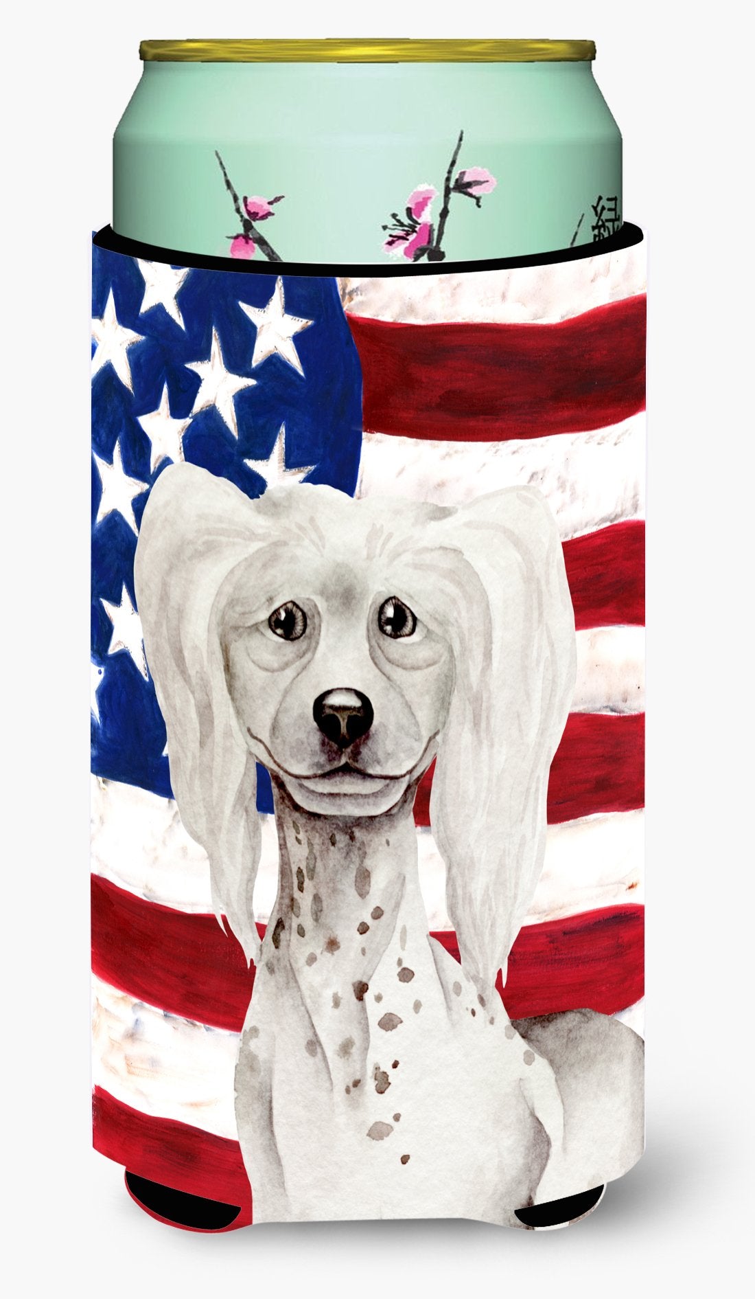 Chinese Crested Patriotic Tall Boy Beverage Insulator Hugger CK1387TBC by Caroline's Treasures