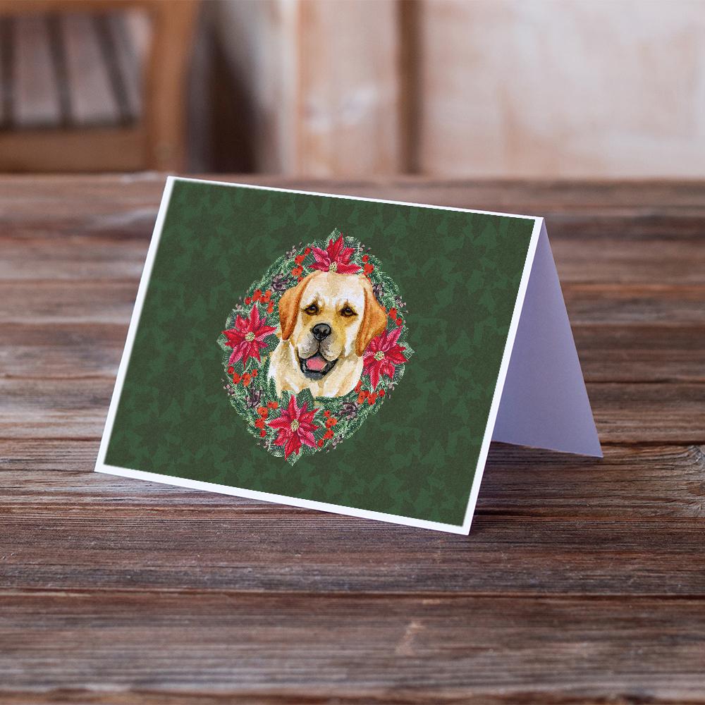 Buy this Golden Retriever Poinsetta Wreath Greeting Cards and Envelopes Pack of 8