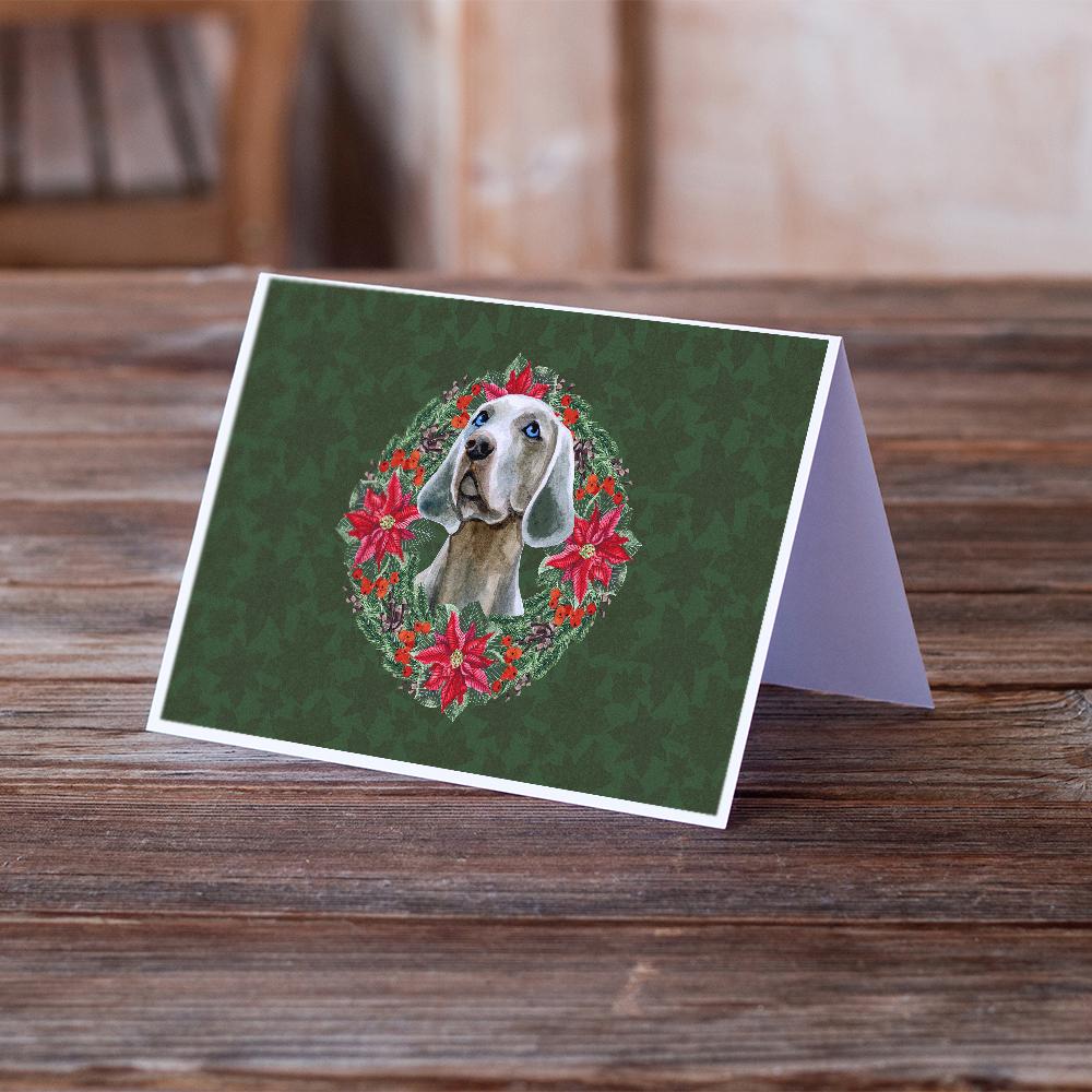 Buy this Weimaraner Poinsetta Wreath Greeting Cards and Envelopes Pack of 8